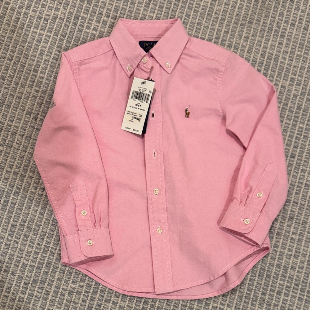 NWT Polo by Ralph Lauren Light Pink Kids Button Down Shirt
